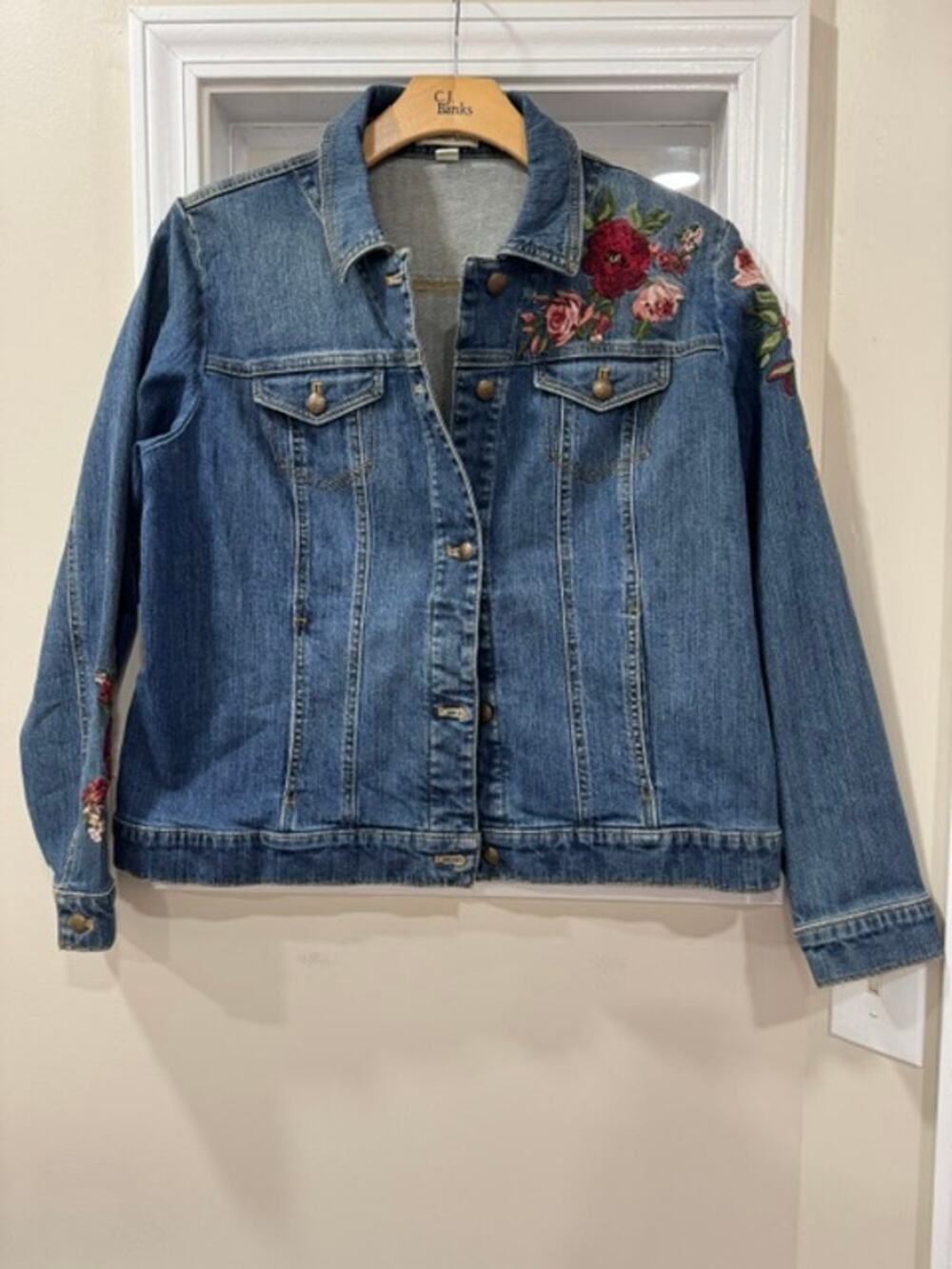 Coldwater Creek Embroidered Jean Jacket